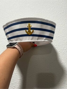Source Unknown Kids Sailor Hat in White & Navy with Gold Anchor